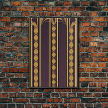 Load image into Gallery viewer, Art Deco Pattern Wall art, Framed Canvas Print, Art Deco, Canvas Wall art, Purple & gold art, Canvas wall art, Abstract art, Geometric art