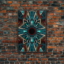 Load image into Gallery viewer, Art Deco Pattern Wall art - Framed Canvas Print - Art Deco - Red & blue art - Colorful painting - Patterns art - Wall art - Living room art