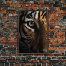 Carregar imagem no visualizador da galeria, Eye Of Tiger, Tiger Portrait, Big Cat Art, Framed Canvas Print, Tiger Photography, Wildlife Photo, Wood Frame Art