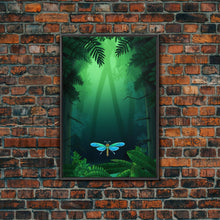 Load image into Gallery viewer, Dragonfly Wall Art, Nature Wall Decor, Woods, Trees, Green Art, Minimalist Print, Wall Decor, Canvas Print, Wall Art, Framed Canvas