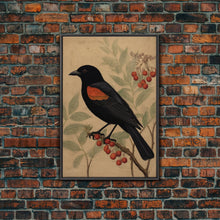 Load image into Gallery viewer, Black And Orange Bird Wall Art, Oriole Wall Decor, Animal Wall Art, Minimalist Print, Wall Decor, Canvas Print, Wall Art, Framed Canvas