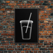 Load image into Gallery viewer, Disposable Plastic Cup Wall Art, Kitchen Wall Art, Cup With Straw, Minimalist Print, Wall Decor, Canvas Print, Wall Art, Framed Canvas