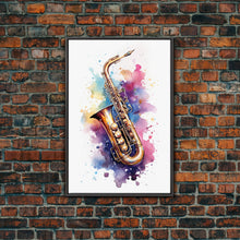 Load image into Gallery viewer, Bassett Horn Wall Art, Brass Instruments, Framed Canvas Print, Marching Band Gift, Musician Gift, Graduation Gift, Music Poster