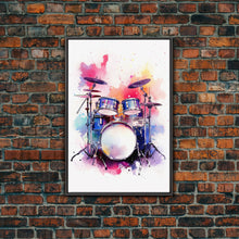 Carregar imagem no visualizador da galeria, Drum Art, Gift For Drummer, Framed Canvas Print, Studio Art, Music Studio Decor, Drum Set