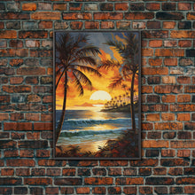 Load image into Gallery viewer, Beach Wall Print, Tropical Wall Art, Sunrise Wall Art, Canvas Print, Wall Art, Vertical Print, Entryway Prints, Dorm Room Art, Office Decor