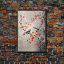 Cargar imagen en el visor de la galería, Cherry Blossom Tree, Japanese Wall Print, Bird Wall Art, Asian Art, Canvas Print, Wall Art, Vertical Print, Country Home Decor, Office Art