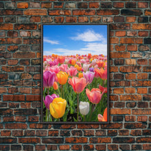 Load image into Gallery viewer, Tulip Print, Flower Wall Art, Vibrant Wall Art, Canvas Print, Wall Art, Vertical Art, Dining Room Prints, New Homeowner Gift, Ranch Decor