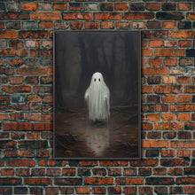 Carregar imagem no visualizador da galeria, Cute Lil Boo, Ghost Print, Halloween Canvas Art, Framed Canvas Print, Funny Halloween Decor, Ghost Art, Victorian Goth Art