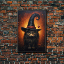 Load image into Gallery viewer, Cute Witch's Familiar Cat Halloween Art, Cat Witch, Cat Painting, Cute Cat Print, Halloween Decor