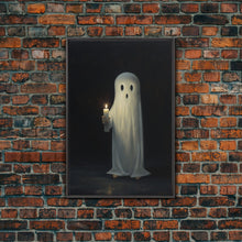 Load image into Gallery viewer, Ghost Holding A Candle Halloween Decor, Art Canvas Print, Spooky Ghost Wall Art, Fall Decor, Halloween wall decor, Funny Halloween Art