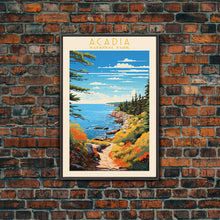 Carregar imagem no visualizador da galeria, Acadia National Park Maine Travel Art, National Park Print, Minimalist Travel Art, Midcentury Modern Style Landscape Painting