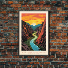 Load image into Gallery viewer, Black Canyon Of The Gunnison National Park, Framed Wall Art Canvas Print, Travel Poster, Colorado Travel Art, Roadtrip Decor, Cool Art