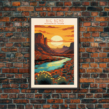 Load image into Gallery viewer, Big Bend National Park, Framed Wall Art Canvas Print, Travel Poster, Texas Travel Art, Roadtrip Decor, Cool Art, Retro State Park Art