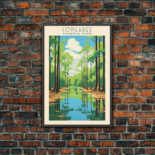 Cargar imagen en el visor de la galería, Congaree National Park Travel Poster Print, Canvas Print Wall Art, South Carolina Travel Art, Midcentury Modern Travel Decor