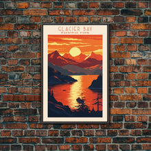Load image into Gallery viewer, Glacier Bay National Park Travel Poster Art, Canvas Print Wall Art, Alaska Travel Art, Midcentury Modern Travel Decor, MCM Wall Art