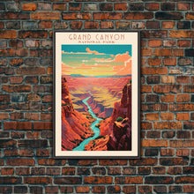 Load image into Gallery viewer, Grand Canyon National Park Travel Poster Art, Canvas Print Wall Art, Arizona Travel Art, Midcentury Modern Travel Decor, MCM Wall Art