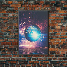 Load image into Gallery viewer, Disco Ball Print, Disco Ball Decor, Canvas Print, Wall Hanging, Portrait Art, Retro Wall Art, Trendy Wall Art, Game Room Decor, Couple Gift