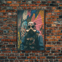 Cargar imagen en el visor de la galería, Gas Mask, Urban Wall Art, Graffiti, Canvas Print, Wall Hanging, Portrait Art, Bedroom Prints, Modern Home Decor, Dorm Room Art, RV Decor