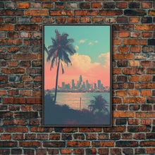 Cargar imagen en el visor de la galería, Cityscape Wall Art, Tropical Wall Art, Palm Tree Art, Canvas Print, Wall Hanging, Portrait Art, City Wall Art, Gifts For Grandma, Office Art
