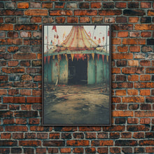 Carregar imagem no visualizador da galeria, Carnival Art, Circus Tent, Minimalist Art, Canvas Print, Wall Hanging, Portrait Art, Creepy Wall Decor, Spooky Art Print, Modern Prints