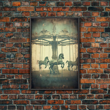 Load image into Gallery viewer, Carnival Art, Circus Print, Carousel Art Print, Canvas Print, Wall Hanging, Portrait Art, Spooky Room Decor, Entryway Prints, Home Wall Art