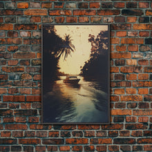 Load image into Gallery viewer, Boat Art, River Wall Art, Adventure, Canvas Print, Wall Hanging, Portrait Art, Nature Wall Art, Gift For Boss, Office Wall Art, Room Decor