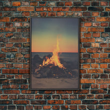 Carregar imagem no visualizador da galeria, Campfire Wall Art, Beach Wall Art, Coastal Print, Canvas Print, Wall Hanging, Portrait Art, Minimalist Wall Art, Ocean Art, Military Gift