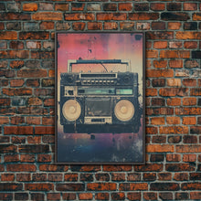 Load image into Gallery viewer, Boombox, Music Wall Art, Retro Wall Art, Canvas Print, Wall Hanging, Portrait Art, Apartment Wall Decor, Gaming Wall Decor, Above Bed Art
