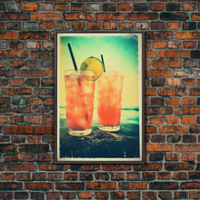 Cargar imagen en el visor de la galería, Cocktail Wall Print, Bar Cart Print, Canvas Print, Wall Hanging, Portrait Art, Cocktail Print, Kitchen Wall Art, Bar Wall Decor, Couple Gift