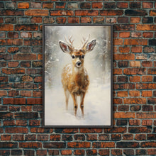 Carregar imagem no visualizador da galeria, Cute Buck Wearing A Santa Hat, Christmas Decor, Woodland Animals, Christmas Wall Art, Winter Decor, Holiday Decor, Seasonal Decor, Cute Deer