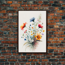 Cargar imagen en el visor de la galería, Colorful wildflowers, beautiful floral art, framed canvas print