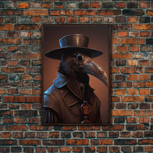 Load image into Gallery viewer, Crow wearing a plague doctor mask, poster art, cool spooky fine art poster print