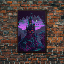 Carregar imagem no visualizador da galeria, Transylvania Art, Cool Medieval castle 8 bit pixel art, fantasy art, framed canvas print, Cool castle art
