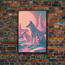 Carregar imagem no visualizador da galeria, Cute Arctic Fox Art, animal prints, framed canvas print wall art, vaporwave aesthetic soothing art