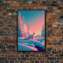 Carregar imagem no visualizador da galeria, Cute arctic fox art in the snow, framed canvas print