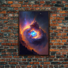 Cargar imagen en el visor de la galería, Colorful Nebula in Deep Space, Framed canvas print, retrowave watercolor space art