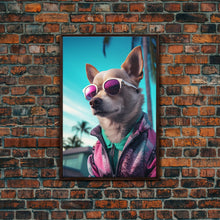 Cargar imagen en el visor de la galería, Chihuahua Wall Print, Dog Pink Sunglasses, Dog Wall Art, Animal Art, Funny Wall Art, Framed Wall Art, Framed Canvas, Wall Print, Wall Canvas
