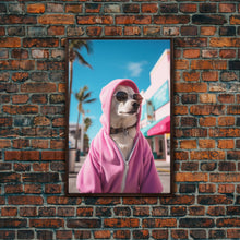 Cargar imagen en el visor de la galería, Chihuahua Wall Print, Dog Wall Art, Dog Sunglasses, Pink Hoodie, Funny Wall Art, Framed Wall Art, Framed Canvas, Wall Print, Wall Canvas