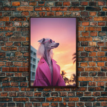 Carregar imagem no visualizador da galeria, Afghan Hound Wall Print, Dog Wall Art, Dog Sunglasses, Dog In Pink Suit, Funny Art, Framed Wall Art, Framed Canvas, Wall Print, Wall Canvas