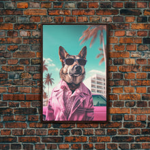 Carregar imagem no visualizador da galeria, German Shepherd Pink Suit Wall Print, Animal Wall Art, Dog Portrait, Dog Art Print, Framed Wall Art, Framed Canvas, Wall Print, Wall Canvas