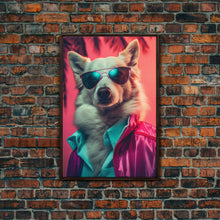 Cargar imagen en el visor de la galería, Corgi In Pink Suit Sunglasses Wall Print, Dog Décor, Dog Art Print, Dog Portrait, Framed Wall Art, Framed Canvas, Wall Print, Wall Canvas