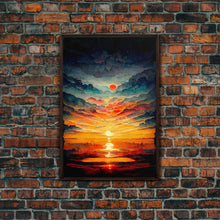Carregar imagem no visualizador da galeria, Abstract sunset and clouds canvas print, beautiful oil painting print, nature and landscape wall art, ready to hang