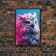 Load image into Gallery viewer, Bird Wall Print, Animal Art Print, Animal Portrait, Pink Art, Wildlife Art, Owl Art, Framed Wall Art, Framed Canvas, Wall Print, Wall Canvas