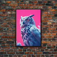 Load image into Gallery viewer, Bird Art, Owl Wall Print, Animal Art Print, Abstract Art, Animal Portrait, Pink Art, Framed Wall Art, Framed Canvas, Wall Print, Wall Canvas