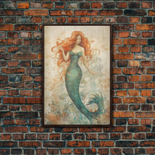 Load image into Gallery viewer, Coastal Mermaid Canvas Print Or Poster, Framed