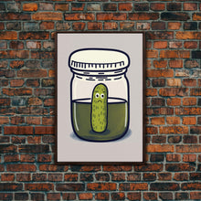 Load image into Gallery viewer, Sad Pickle Art, Framed Canvas Print, The Last Pickle, Cartoon Pickle Art