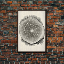 Carregar imagem no visualizador da galeria, Framed Canvas Print Wall Art, Grunge Forest Tree Rings, Abstract Illustrations, Modern Art, Nordic Decor for Bedroom, Tree Cross Section