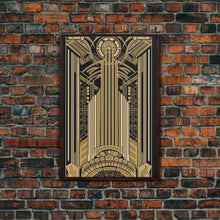 Load image into Gallery viewer, Art Deco Pattern Wall art - Framed Canvas Print - Art Deco - Gold & black art - Wonderful art - Lines art - Geometric art - Office wall art