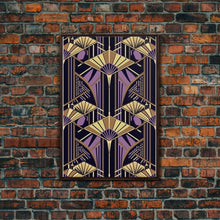 Load image into Gallery viewer, Art Deco Pattern Wall art - Framed Canvas Print - Art Deco - Stained glass art - Ornament art - Geometric art - Purple & gold art - Wall art