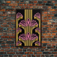Load image into Gallery viewer, Art Deco Pattern Wall art - Framed Canvas Print - Art Deco - Black art - Bright colors - Pink & gold art - Office decor - Abstract nature